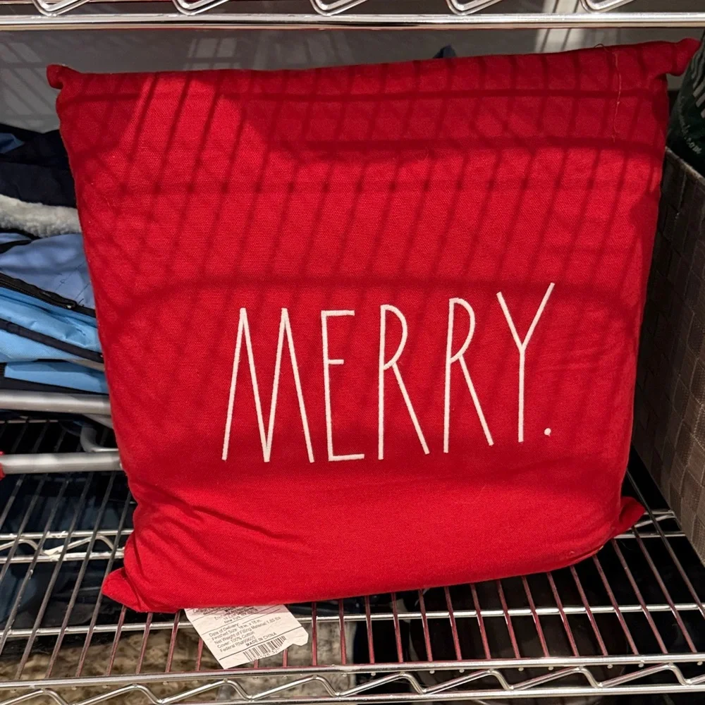 Rae Dunn Red 'Merry' Holiday Pillow